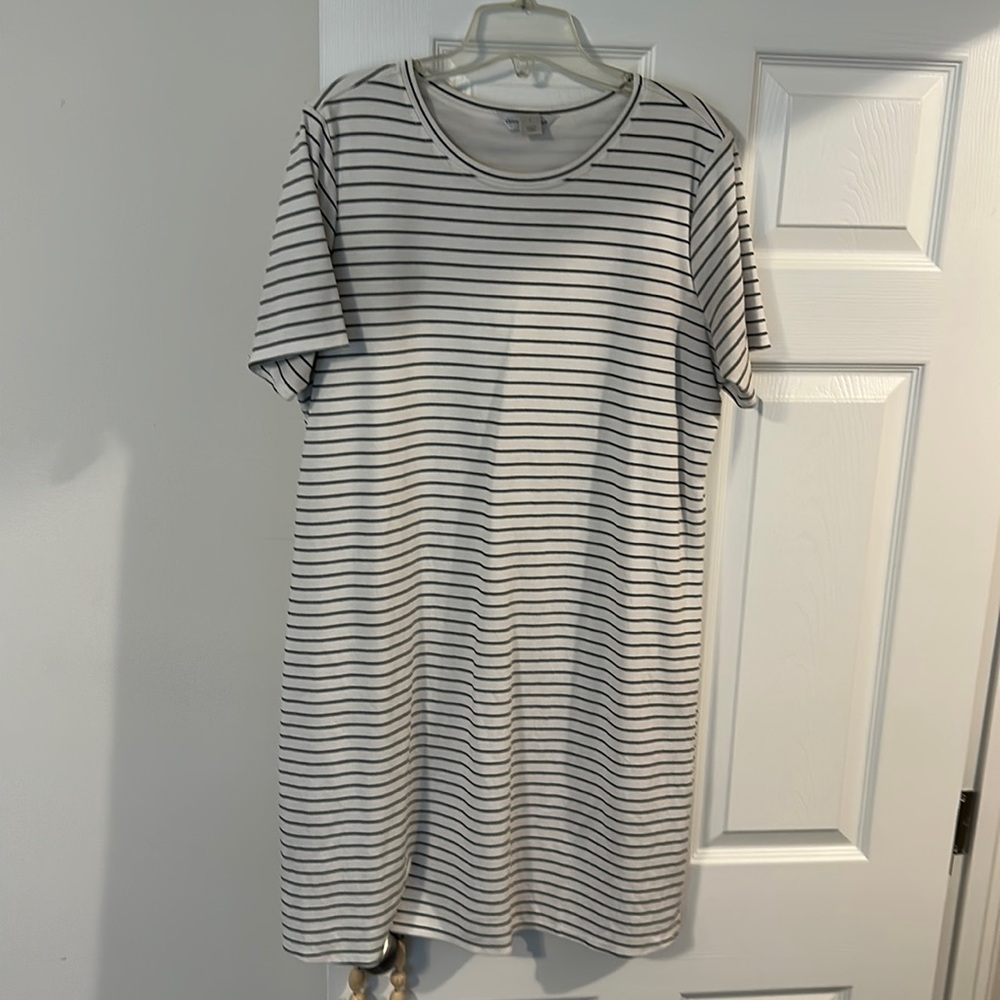 White and black striped dress